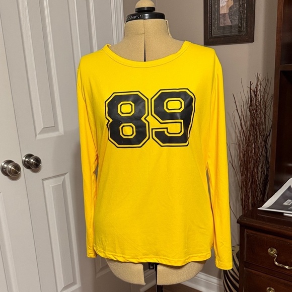 Tops - Yellow Long Sleeve Shirt with 89 Print
